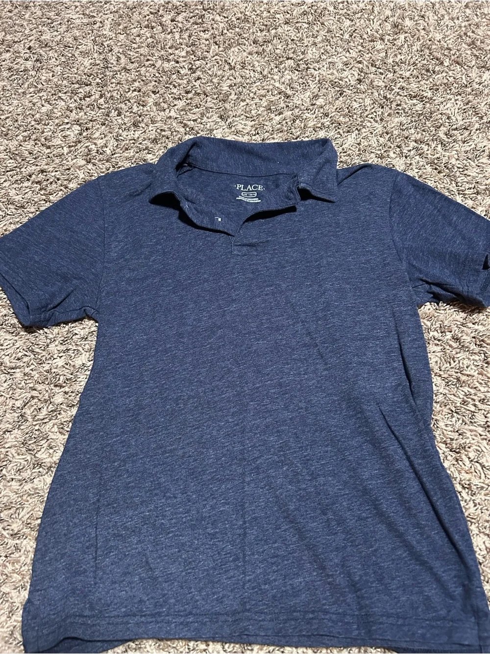 The Children's Place Navy Heather Short Sleeve Polo